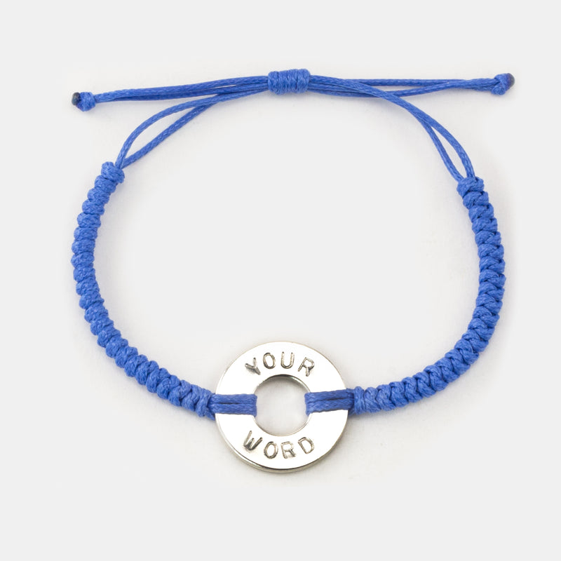 MyIntent Closeout Custom Round Bracelet without Beads in Blue with Silver Plated Token