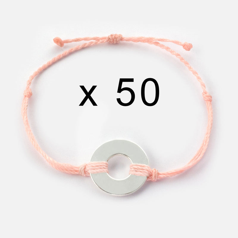 MyIntent Refill Twist Bracelets set of 50 Light Pink String with Silver Token
