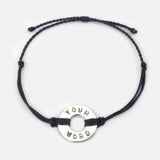 MyIntent Custom Twist Bracelet Black String with Silver Token