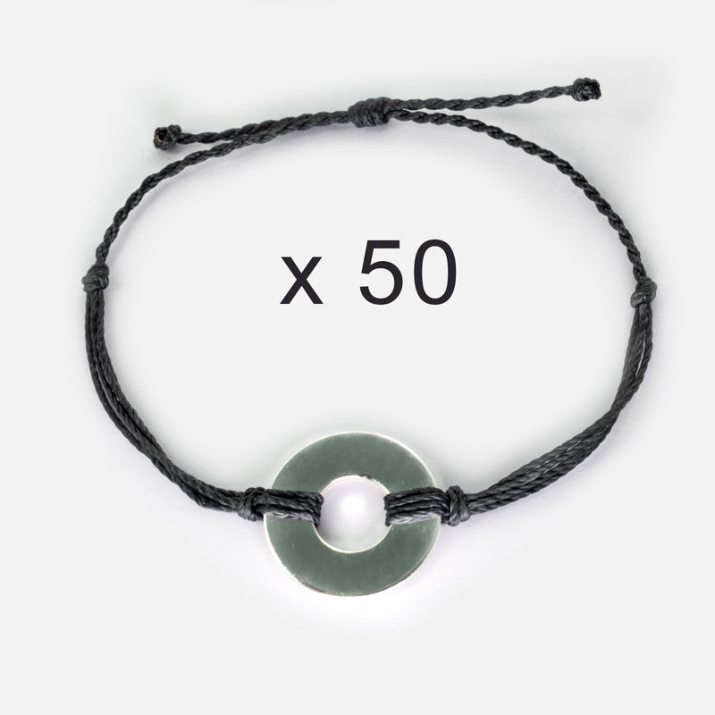 MyIntent Refill Twist Bracelets set of 50 Black String with Silver Token