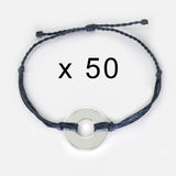 MyIntent Refill Twist Bracelets set of 50 Indigo Blue String with Silver Token
