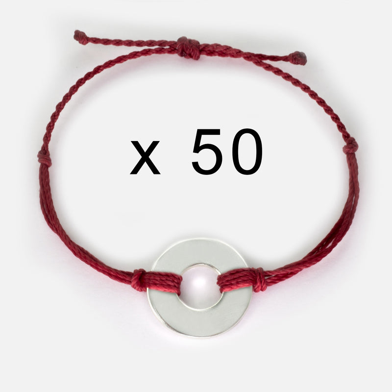 MyIntent Refill Twist Bracelets set of 50 Burgundy String with Silver Token
