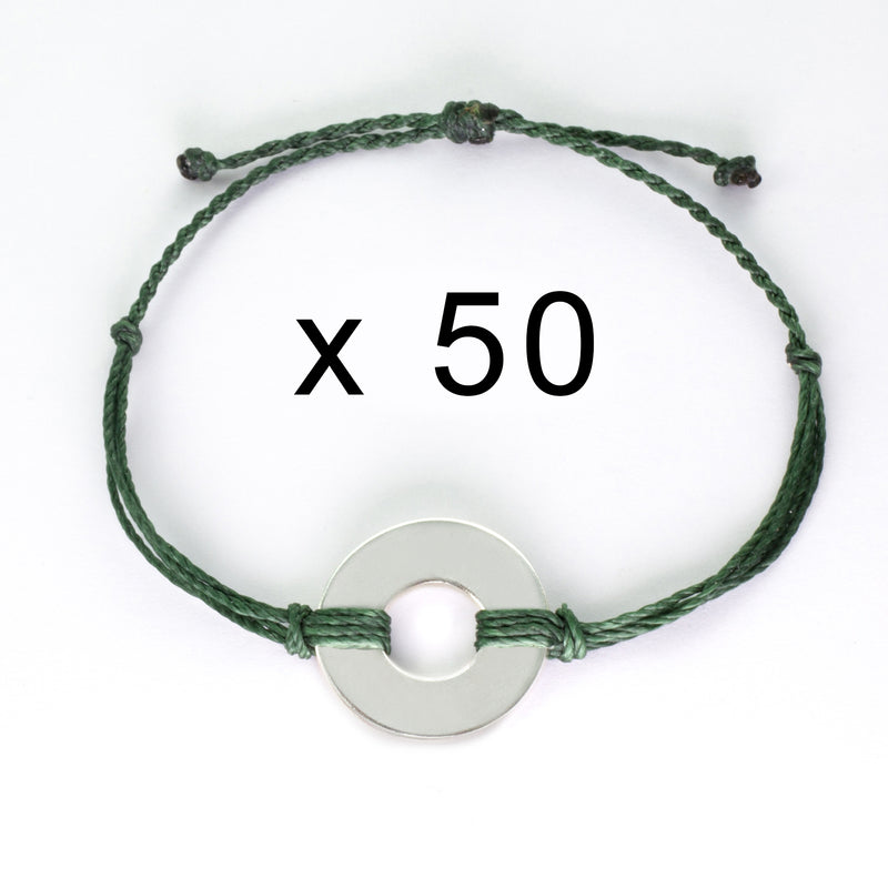 MyIntent Refill Twist Bracelets set of 50 Forest Green String with Silver Token