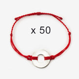MyIntent Refill Twist Bracelets set of 50 Red String with Silver Token