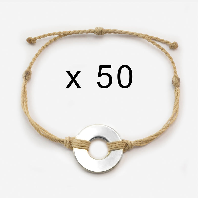 MyIntent Refill Twist Bracelets set of 50 Cream String with Silver Token
