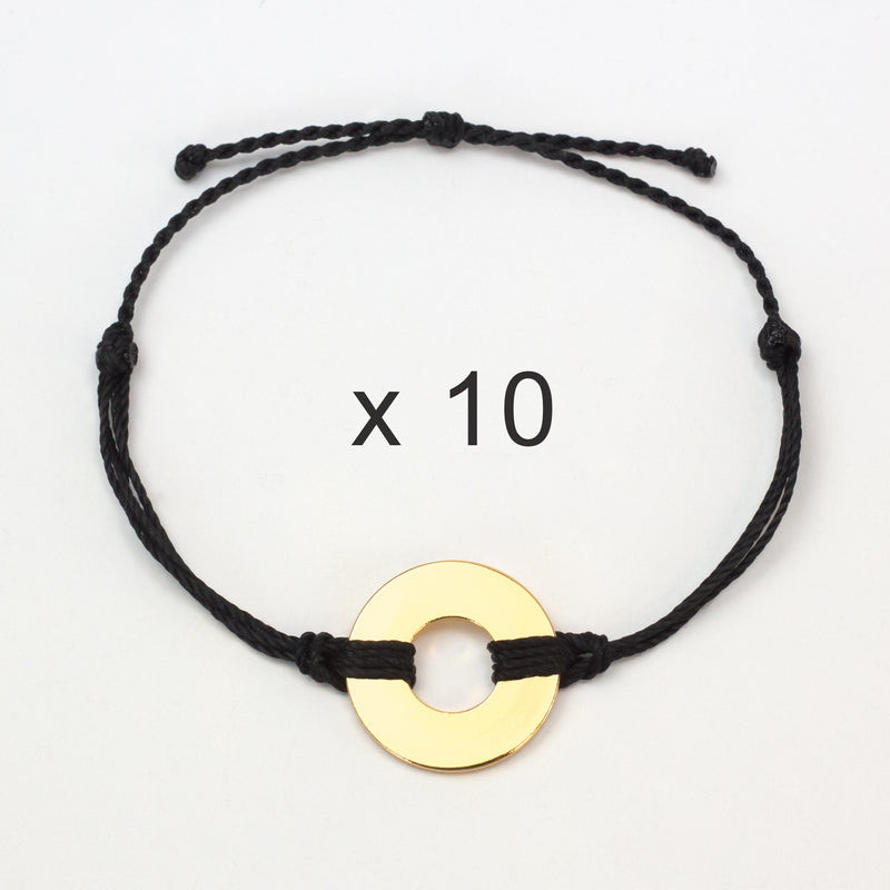 MyIntent Refill Twist Bracelets set of 10 Black String with Gold Token
