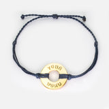 MyIntent Custom Twist Bracelet Indigo Blue String with Gold Token