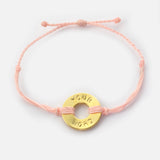 MyIntent Custom Twist Bracelet Light Pink String with Gold Token