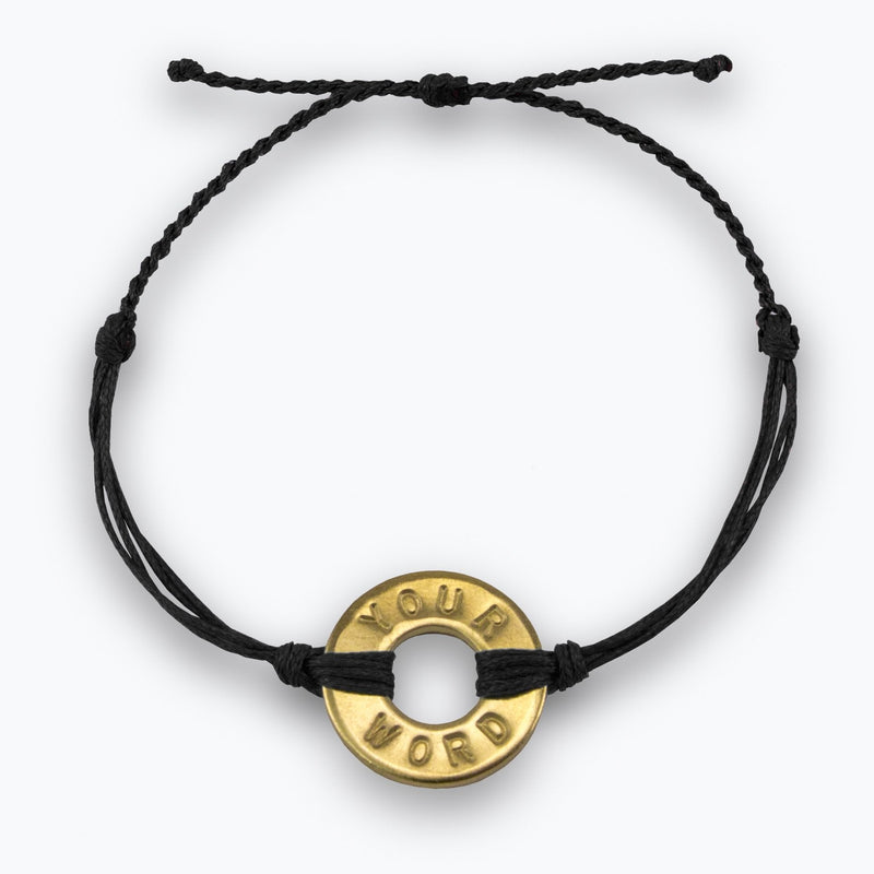 MyIntent Custom Twist Bracelet Black String with Brass Token