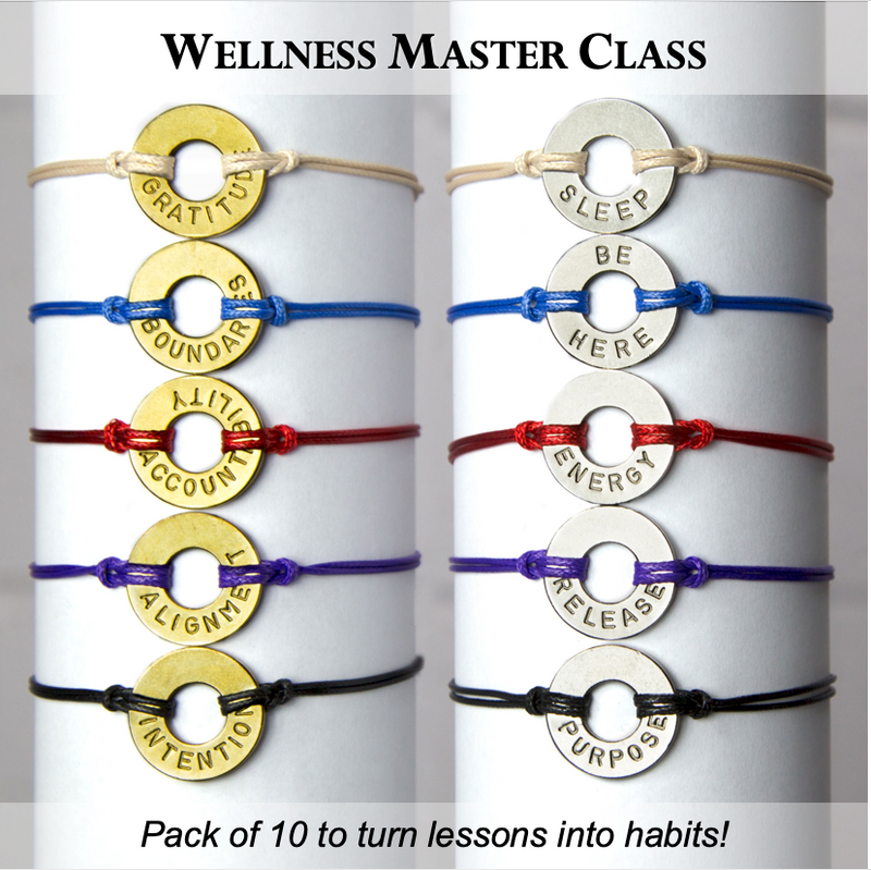 MyIntent Wellness Pack of 10 Classic All Color Bracelets each with unique words Brass & Nickel Token