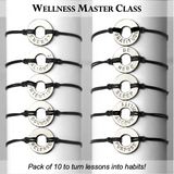 MyIntent Wellness Pack of 10 Classic Black String Bracelets each with unique words with Nickel Token