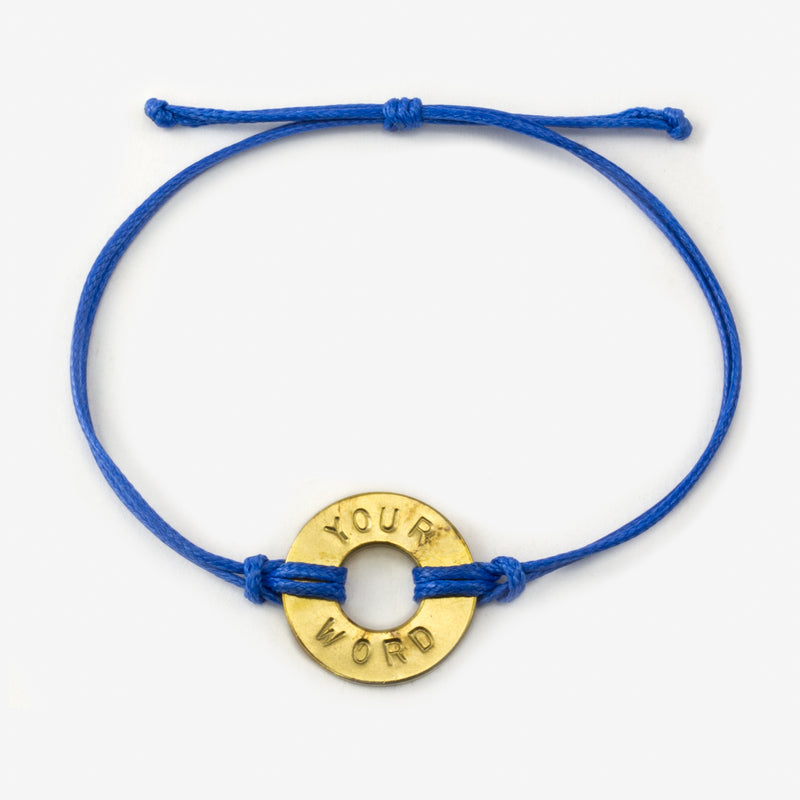 MyIntent Custom Classic Bracelet Antique Brass Token Blue String Color