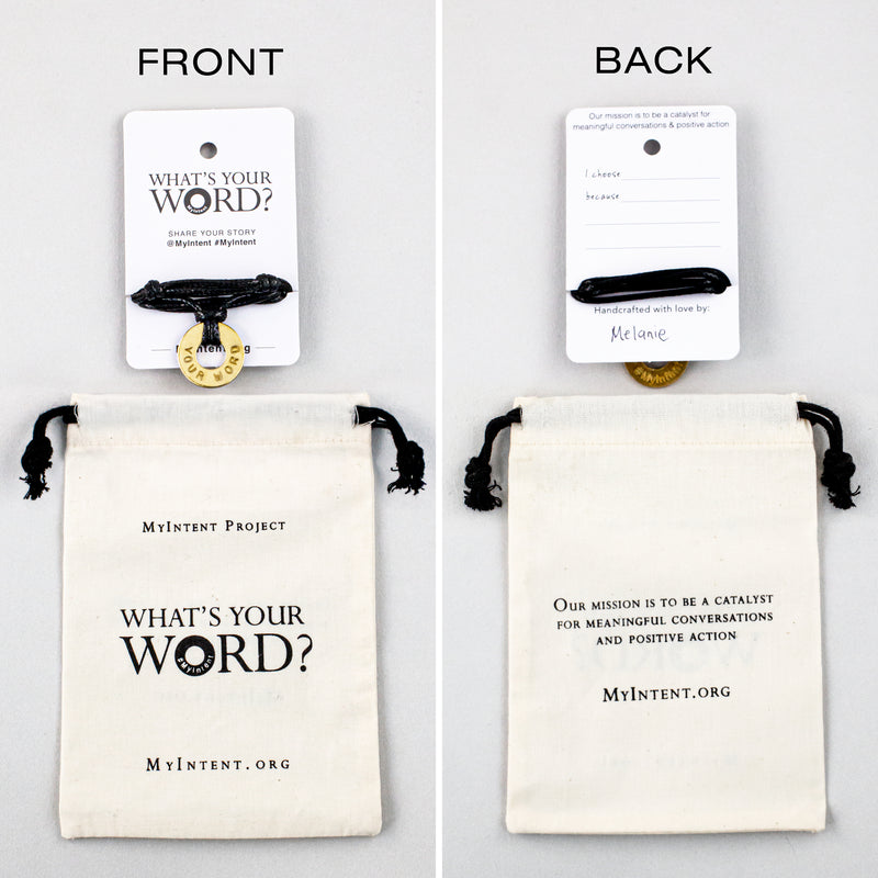MyIntent Custom Adjustable Necklace arrives wrapped around a card with Packaging Bag
