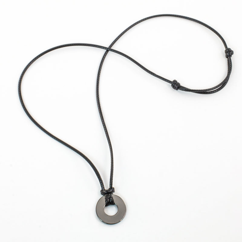 MyIntent Refill Adjustable Black String Necklace with Black Nickel Token