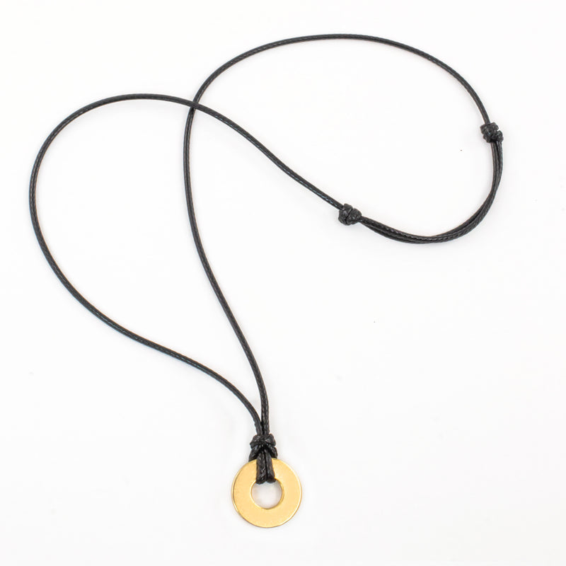 MyIntent Refill Adjustable Black String Necklace with Gold Token