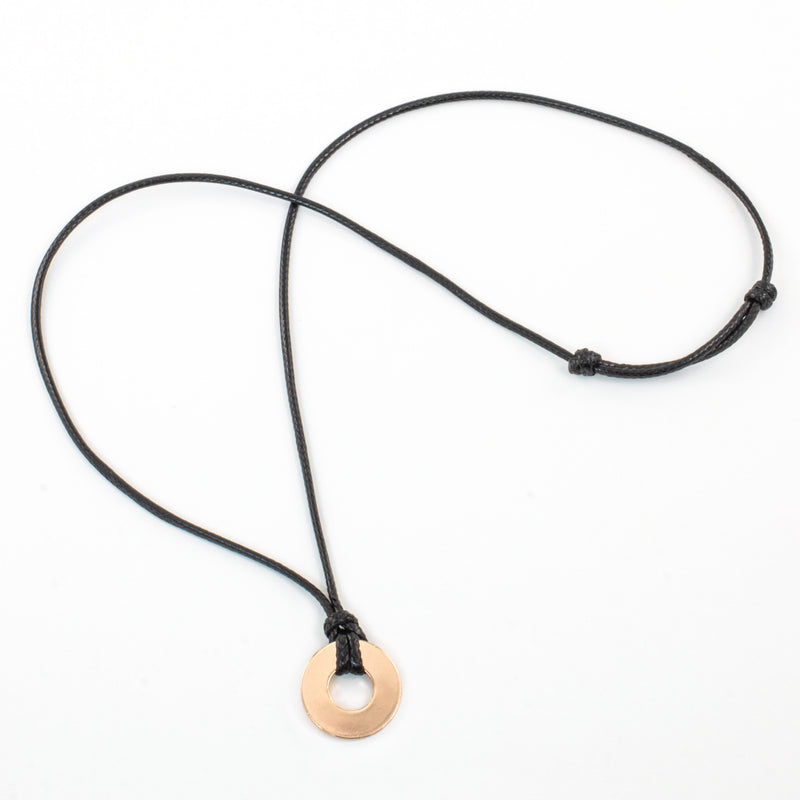 MyIntent Refill Adjustable Black String Necklace with Rose Gold Token