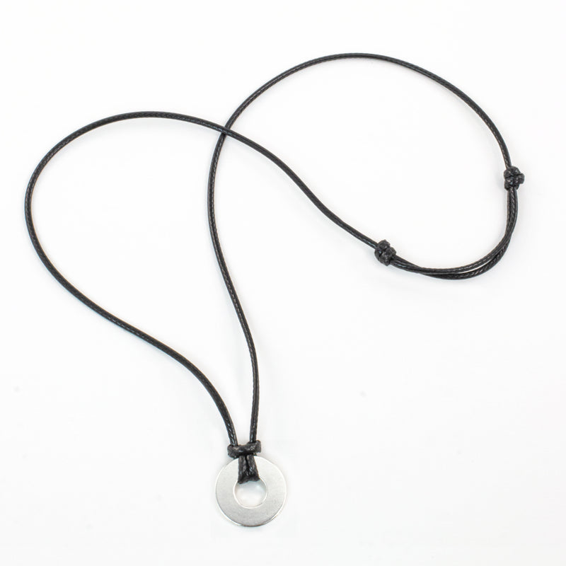 MyIntent Refill Adjustable Black String Necklace with Silver Token