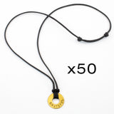 MyIntent Custom Adjustable Black Nylon String Necklace set of 50 Brass Token with the word GRATEFUL