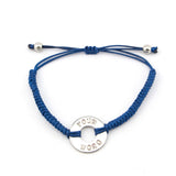 MyIntent Custom Round Bracelet Silver Token with Blue String and stainless steel beads