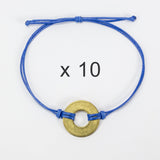 MyIntent Refill Classic Bracelets Blue String set of 10 with Brass tokens