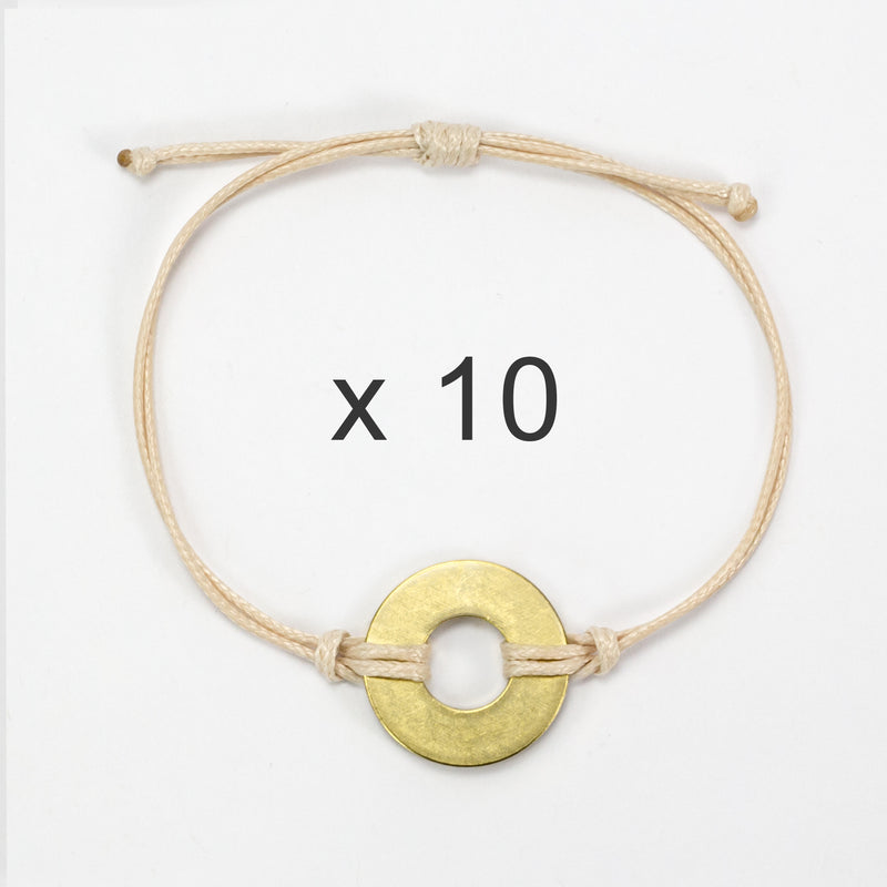 MyIntent Refill Classic Bracelets Cream String set of 10 with Brass tokens