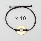 MyIntent Refill Classic Bracelets Black String set of 10 with Brass tokens