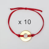 MyIntent Refill Classic Bracelets Red String set of 10 with Brass tokens