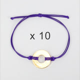 MyIntent Refill Classic Bracelets Purple String set of 10 with Brass tokens
