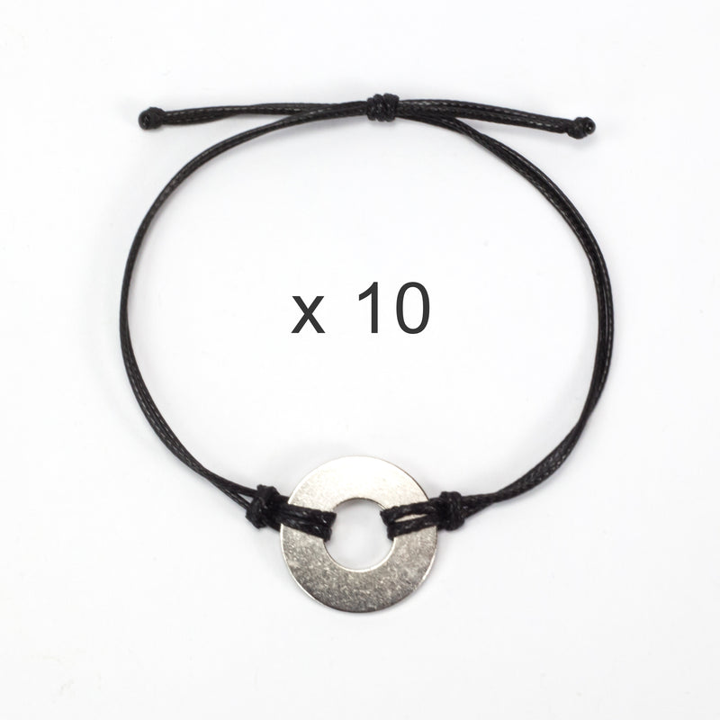 MyIntent Refill Classic Bracelets Black String set of 10 with Nickel tokens