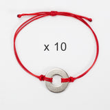 MyIntent Refill Classic Bracelets Red String set of 10 with Nickel tokens