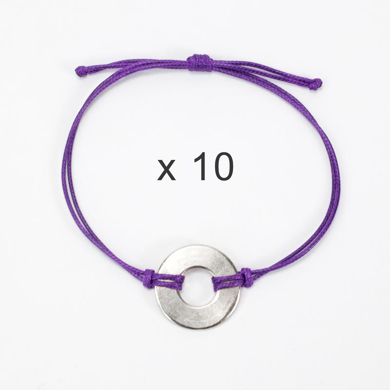 MyIntent Refill Classic Bracelets Purple String set of 10 with Nickel tokens