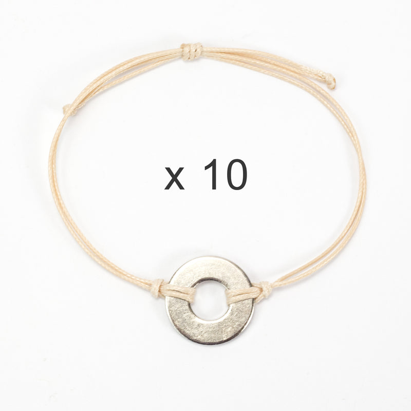 MyIntent Refill Classic Bracelets Cream String set of 10 with Nickel tokens