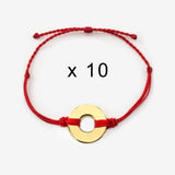 MyIntent Refill Twist Bracelets set of 10 Red String with Gold Tokens