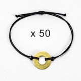 MyIntent Refill Classic Bracelets Black String set of 50 with Brass tokens