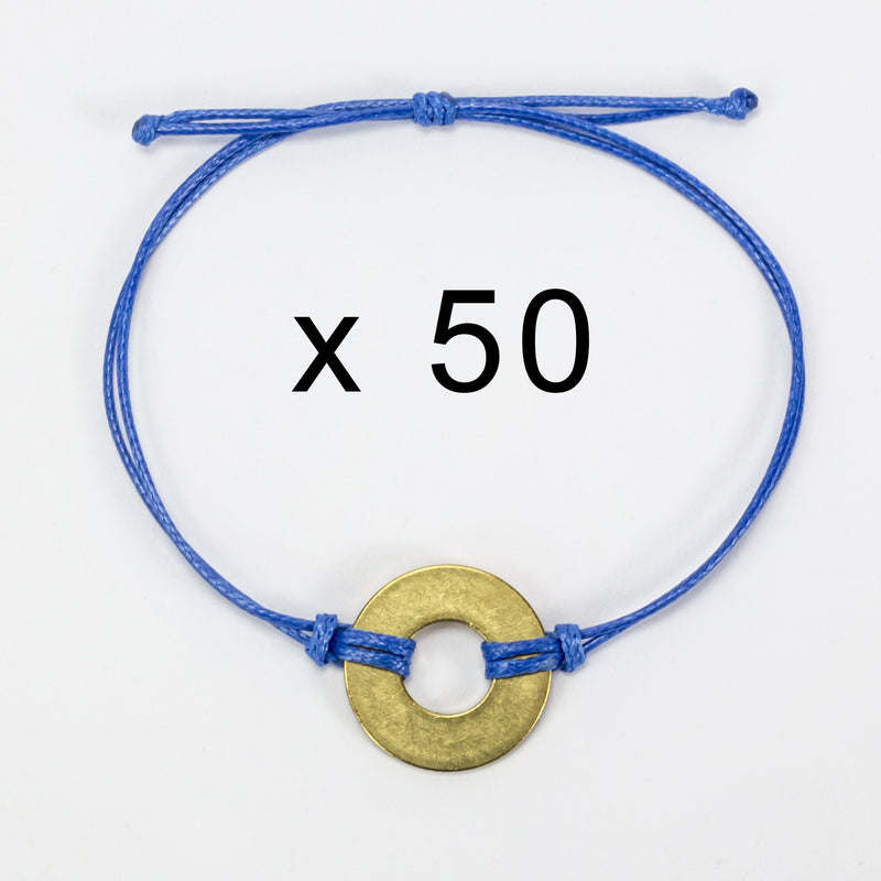 MyIntent Refill Classic Bracelets Blue String set of 50 with Brass tokens