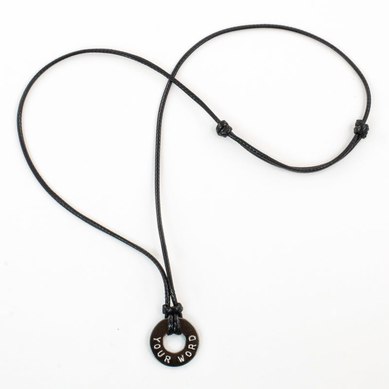 MyIntent Custom Adjustable Black Necklace with Black Nickel Token