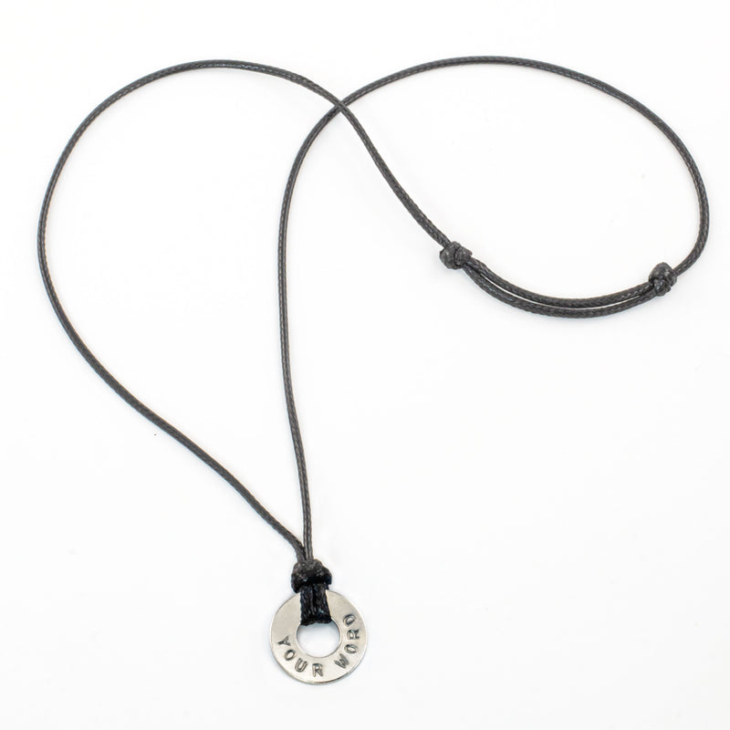MyIntent Custom Adjustable Black Necklace with Nickel Token
