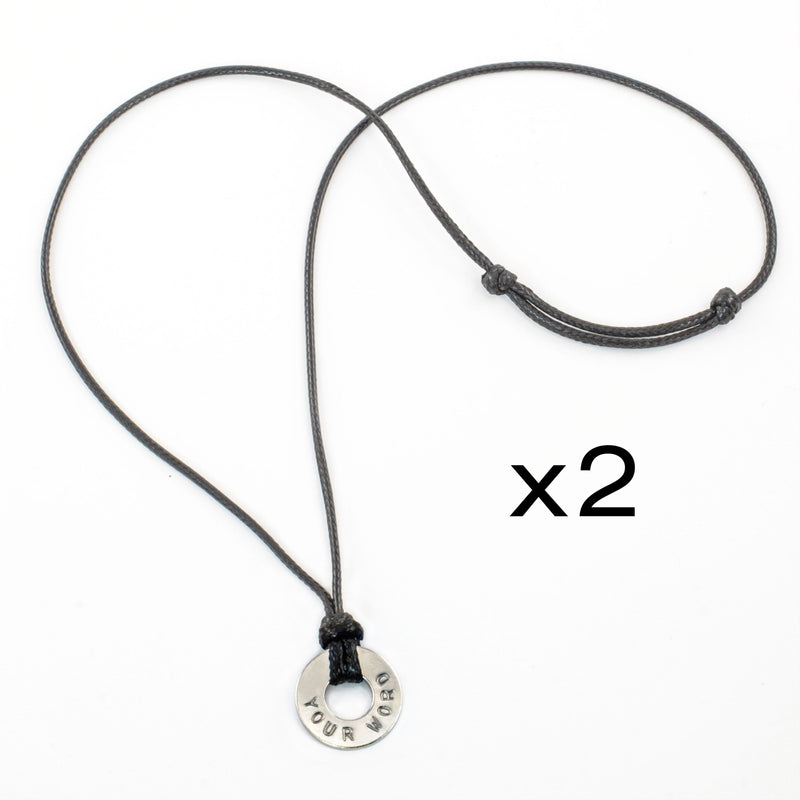 MyIntent Custom Adjustable Black Necklace Set of 2 with Nickel Token