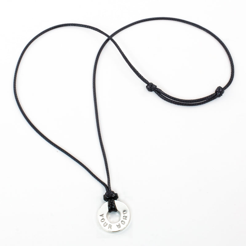 MyIntent Custom Adjustable Black Necklace with Silver Token