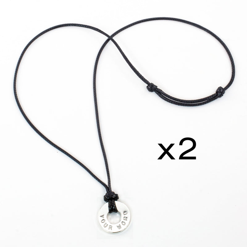 MyIntent Custom Adjustable Black Necklace Set of 2 with Silver Token